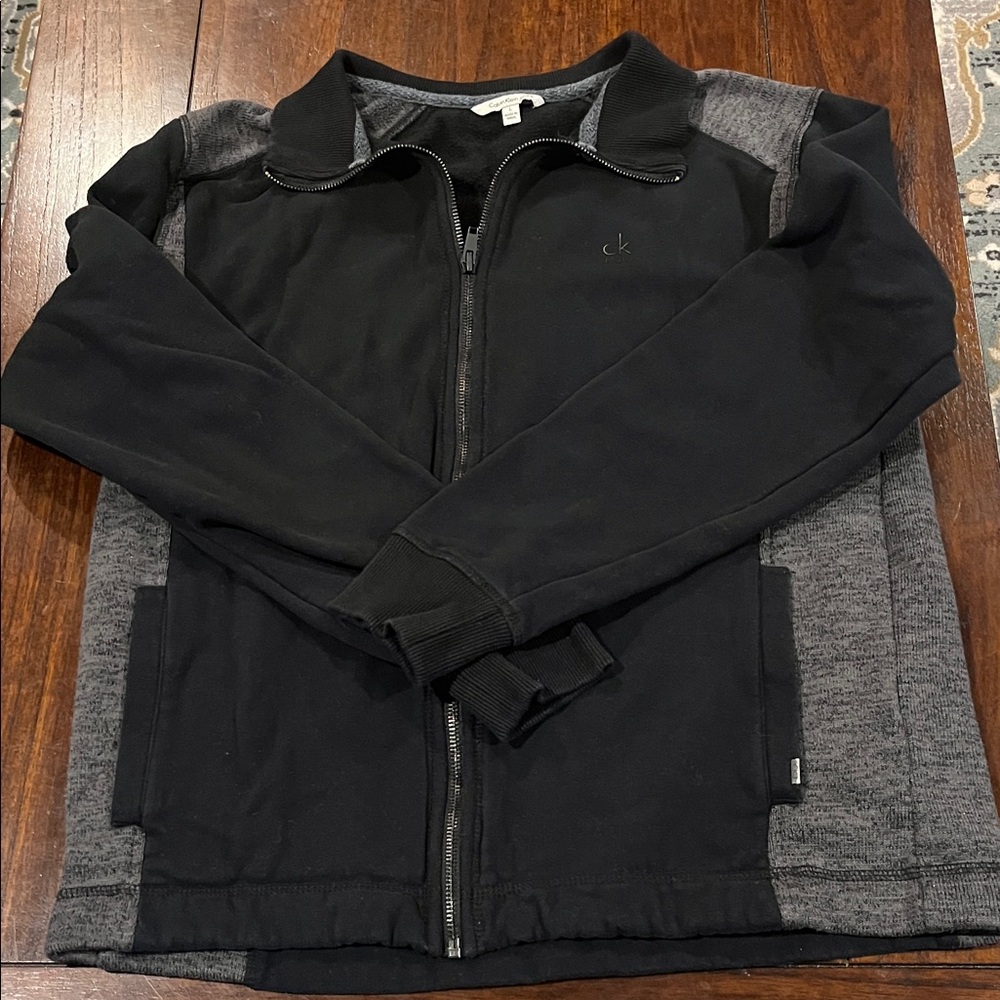 Calvin Klein Jeans Black and Gray Zip-Up Jacket